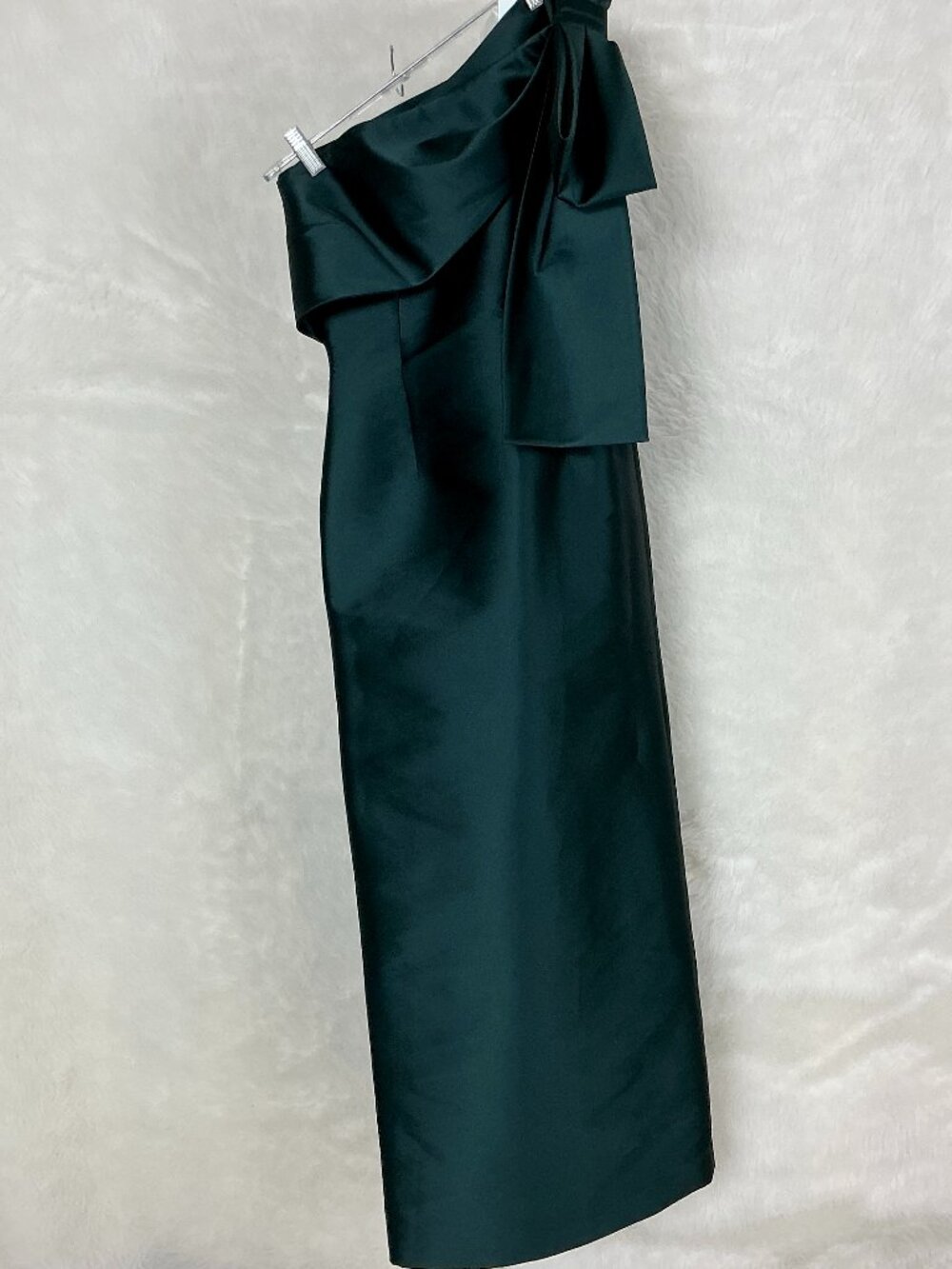 Sachin + Babi Forest Green One Shoulder Bow Bonnie Column Evening Gown 0